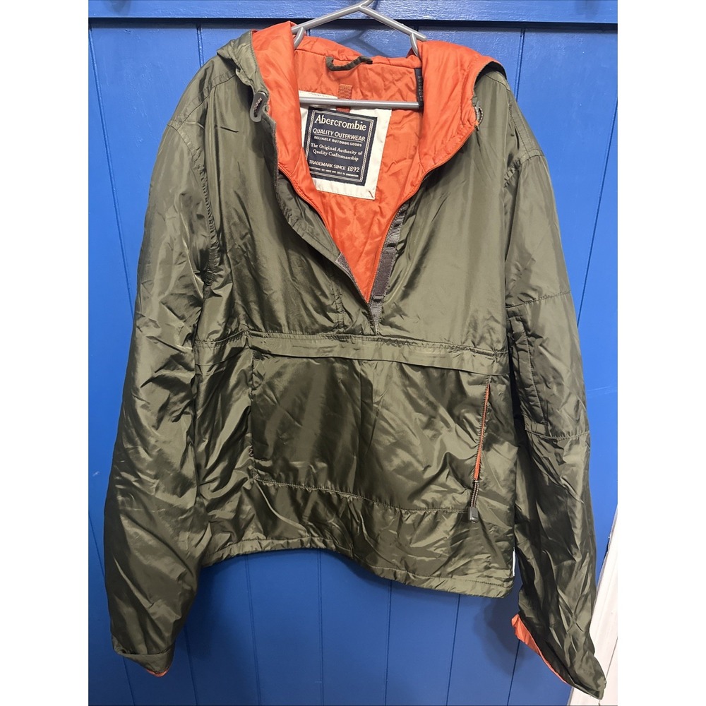 Abercrombie & Fitch Jacket‎ Womens Small Green Half Zip Hooded Utility Pockets